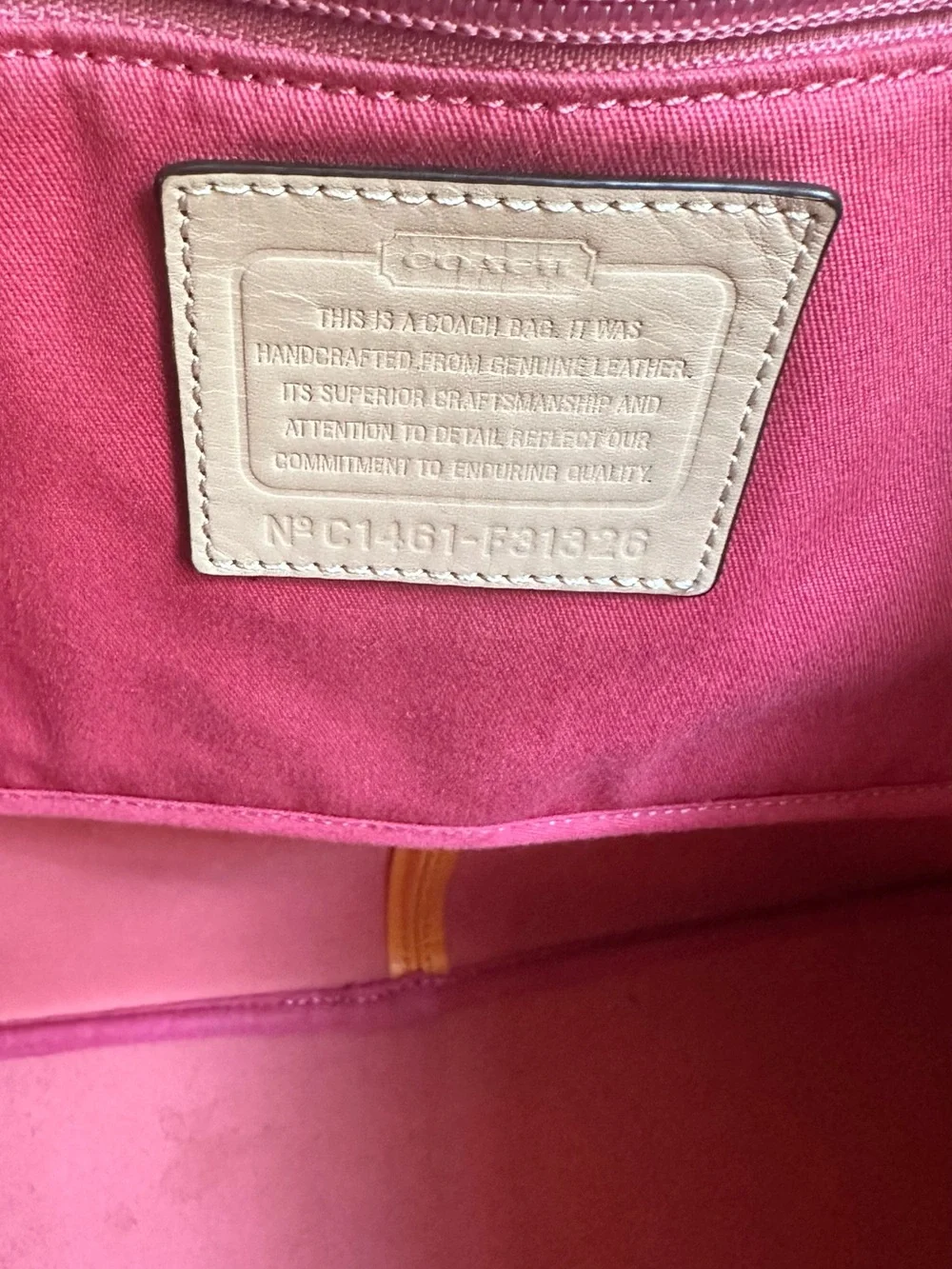 ✨ Coach Orange Crossgrain Leather Tote Pink Interior w/ Dust Bag EUC